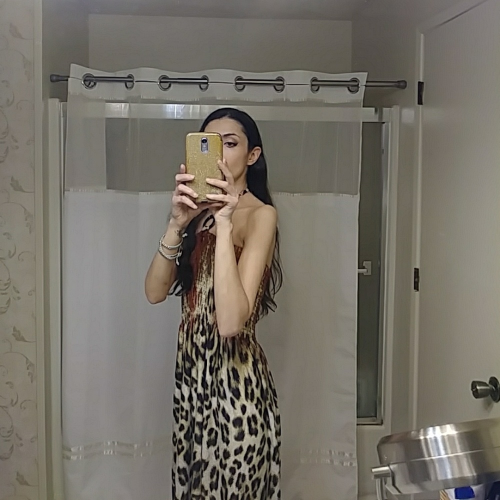 Maxi summer leopard dress - S